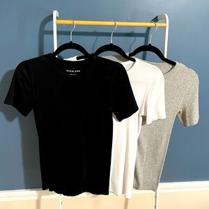 Everlane Luxe Rib Crew Tee - Size M - white/black/grey bundle